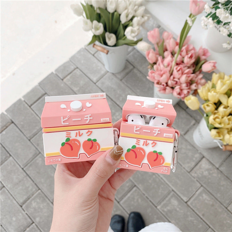 Compatible with Apple, Peach Drink Air pods Pro iPhone Bluetooth Wireless earphone Case Compatible with Apple, Peach Drink Air pods Pro iPhone Bluetooth Wireless earphone Case